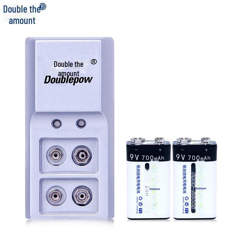 9V Battery Charger Set with 2 Rechargeable 3700mAh Lithium-Ion Batteries