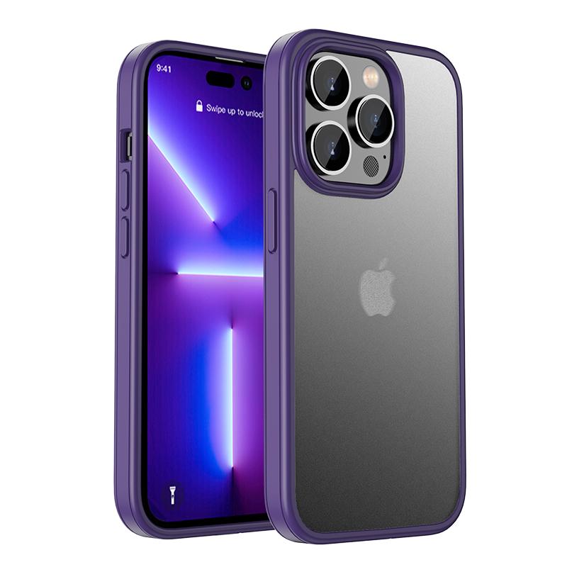 Funda de teléfono con armadura de silicona de lujo para iPhone 15 Pro 12 13 14 Pro Max 14Plus PC Protección de lente Marco suave Cubierta trasera esmerilada a prueba de golpes
