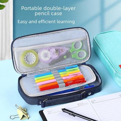 Estilo Coreano Gran Capacidad Portátil Tela Oxford Bolsa de Lápices Escolar