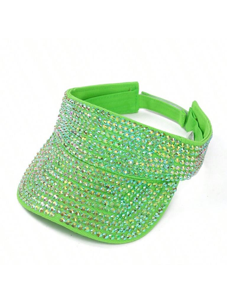 Womens Rhinestone Visor Cap For Sun Protection Beach Travel Casual Wear