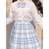 Grid Shaped High Waisted A- line Skirt Plaid High Waist Preppy Style A- line Skirt