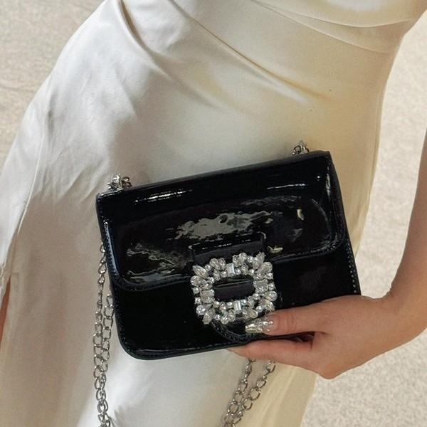 Beliebte Handtasche 2025 Frühling neue Damentasche Diamant Schultertasche Lackleder glänzend Umhängetasche Tide