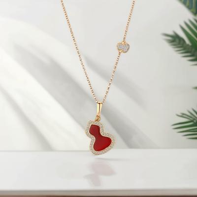 New Zircon Red Gourd Necklace for Women Colorfast and Luxurious with Carnelian Plating