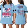 Women's Casual Fashion V-Neck Sports Independence Day Print Short Sleeve Sports T-Shirt Top