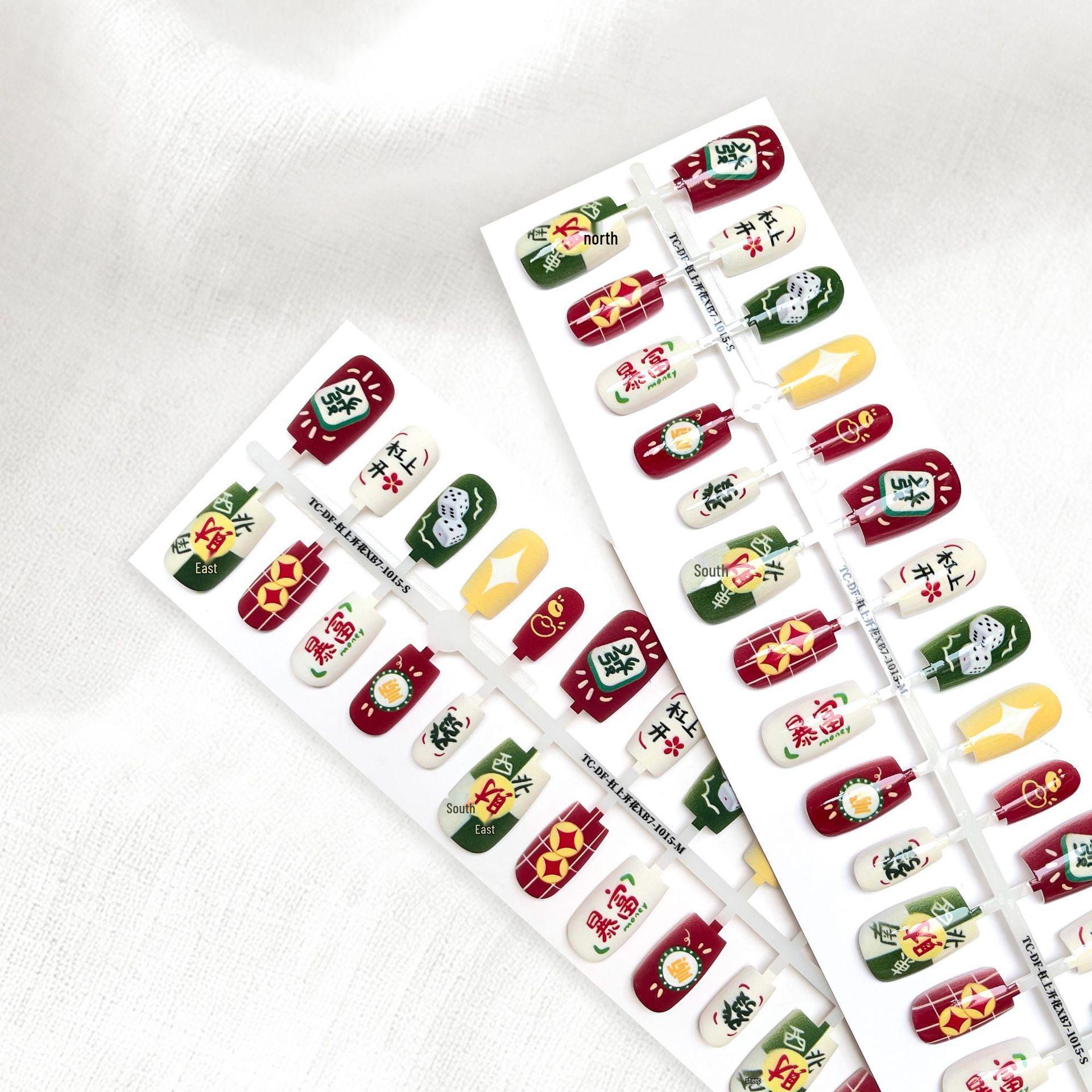 

Chinese Style Cartoon Cool Nail Art Stickers - Sweet Wearable Pre-made False Nail Tips Natural Matte without Top Coat (4 Sets/SMSXS)
