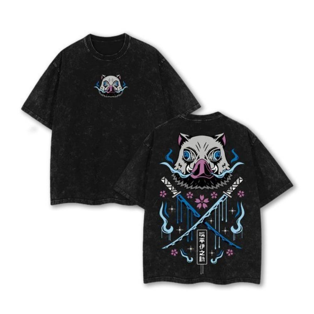 Cartoon Print Casual Shirt Washed T-Shirt for Casual Outdoor Daily Wear Men's and Women's T-Shirt