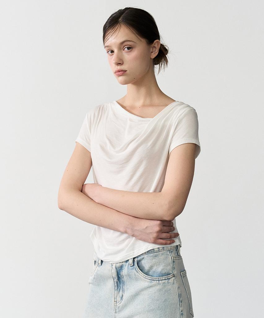 BIBYSEOB Twist Drape T-Shirt White [T62]