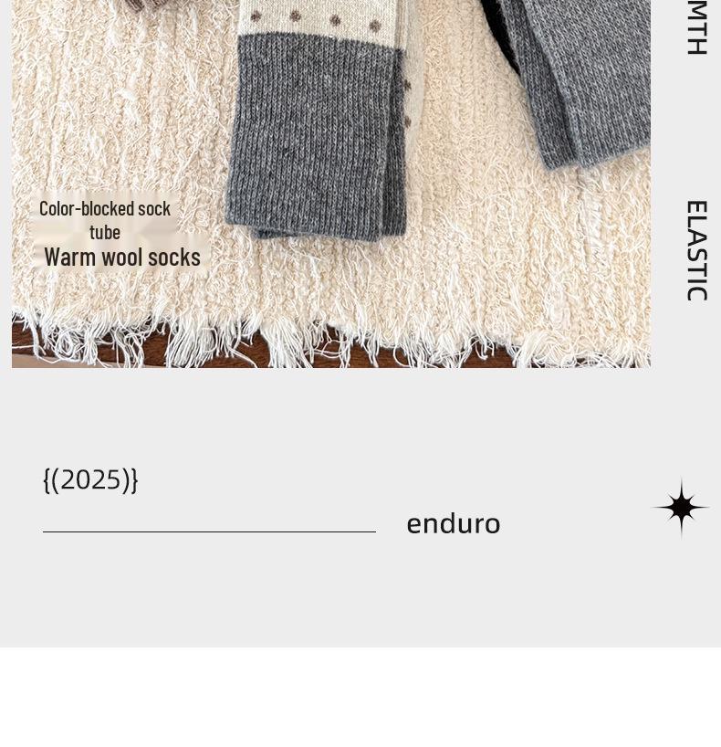 Women's Retro Polka Dot Mid-Calf Cashmere Socks - Warm & Thickened for Autumn/Winter