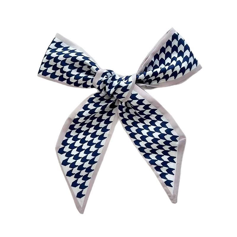 Kvinner Smalt Langt Skjerf Trykkmønster Chiffonsilke Strikk Svart Veskebånd Hodebånd Choker Streamer Hårbånd Lite Skjerf