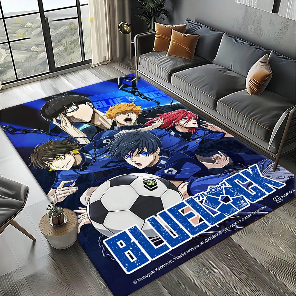 Dywanik Artystyczny 3D B-Blue L-Lock Japońskie Anime do Wystroju Pokoju Kanapy Boże Narodzenie Halloween Prezenty Dywanik do Strefy Gier Mata Podłogowa Antypoślizgowa
