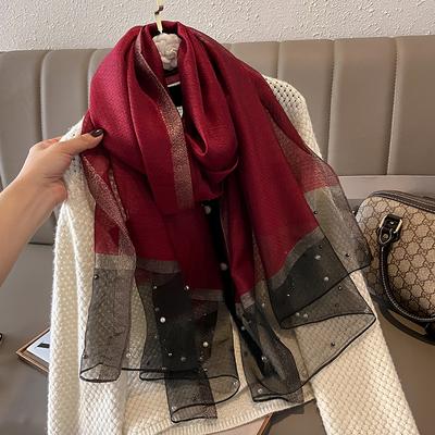Luxury Shiny Diamond Scarf Silk Women Hijab Soft Wool Shawls and Wraps Large Thin Scarves Foulard Female Bufanda New