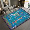 Fashion Ethnic Frame Carpet Horse Home Decor Rectangle Room Rug Black Green Orange Living Room Bedroom Bedside Floor Table Mat