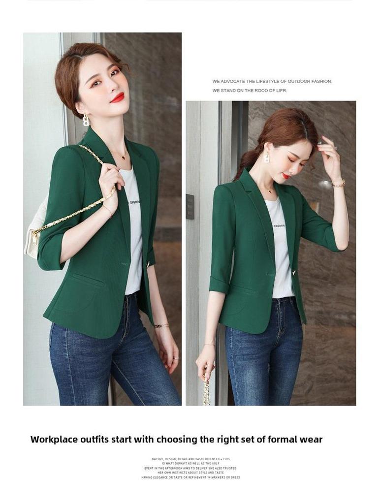Blazer Feminino de Manga Média Estilo Coreano - Jaqueta de Terno Profissional para Negócios Primavera/Verão