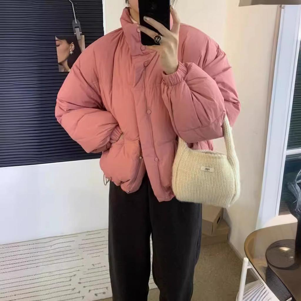 White Duck Down Stand-up Collar Down Jacket Women's Winter New Loose Casual Warm Bread Jacket Thickened Jacket
