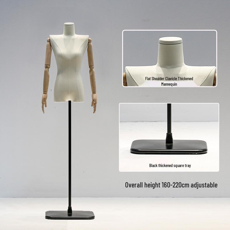 Korean Style Women's Clothing Display Mannequin with Flat Chest and Square Shoulders