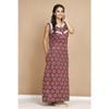Red Cotton Printed Night Gown Women's Sleepwear Casual Wear Sleeveless Nighty