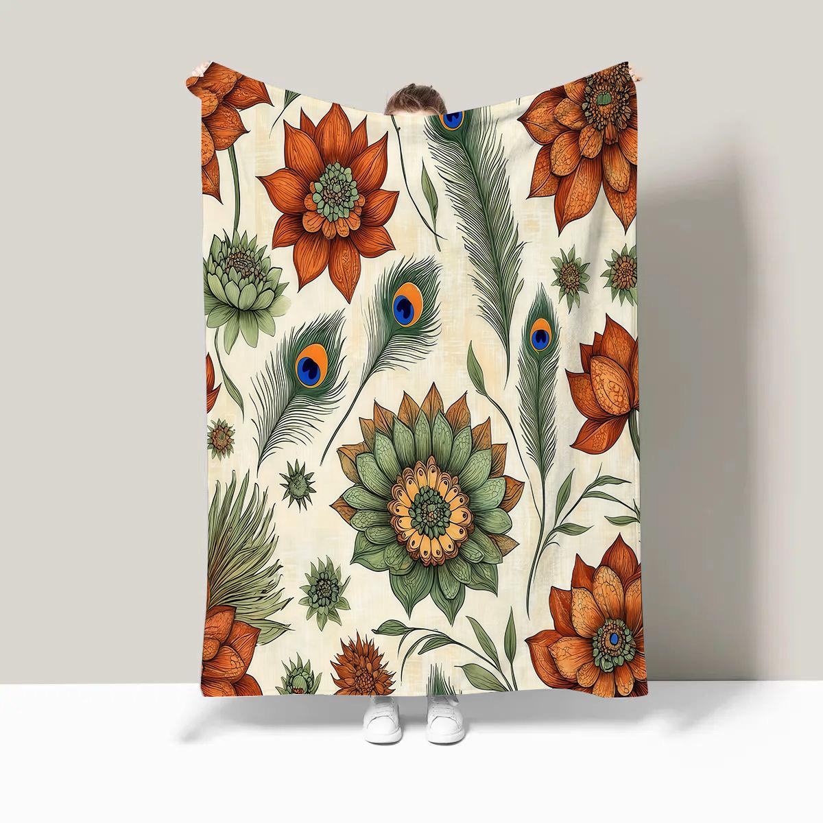 

Abstract painting of flowers digitalprinted polyester Bedroom velvet flannel cover blanket Fleece sofa cover blankets for beds 75x100cm