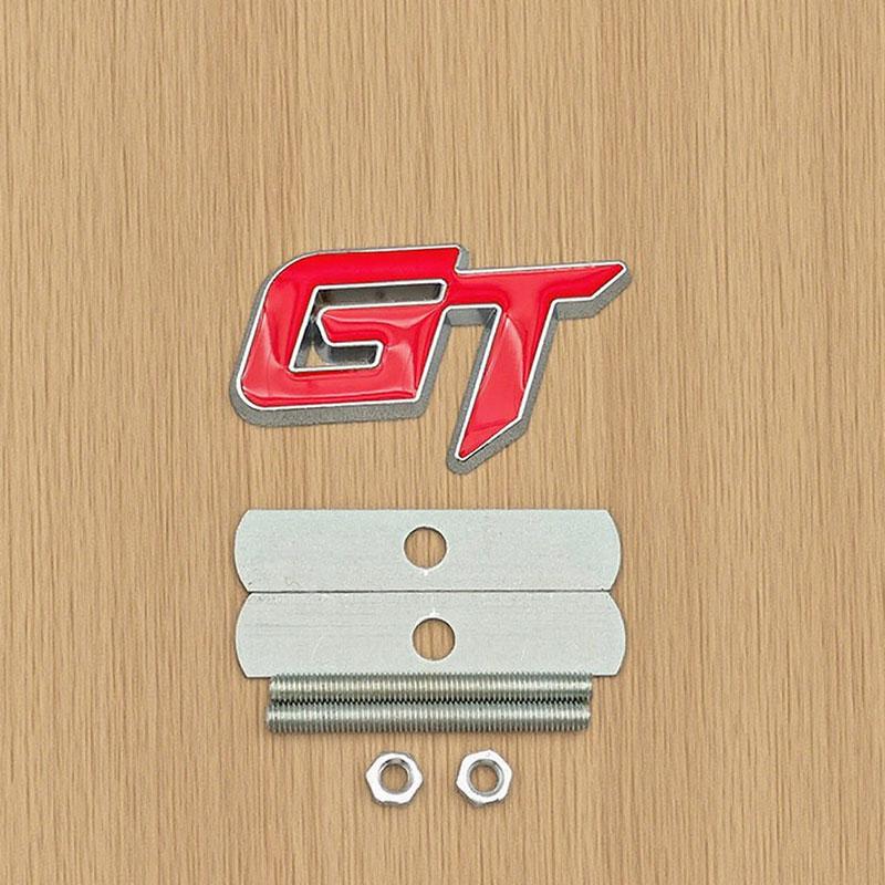 Qtxgl4 1PC 3d Metal Red Black Letters GT Logo Car Front Grille Badge Emblem for Auto GT Decal Accessories