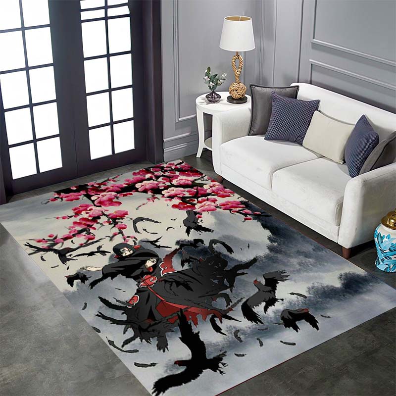 A beautifully designed rug featuring members of the Akatsuki organization from Naruto, suitable for use as a non-slip mat in 003