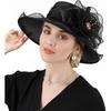 DRESHOW Damen Organza Hut Kirchenkappe Hüte Ausverkauf Kentucky Derby Cocktail Teeparty Hochzeit Blumenhut mit breiter Krempe