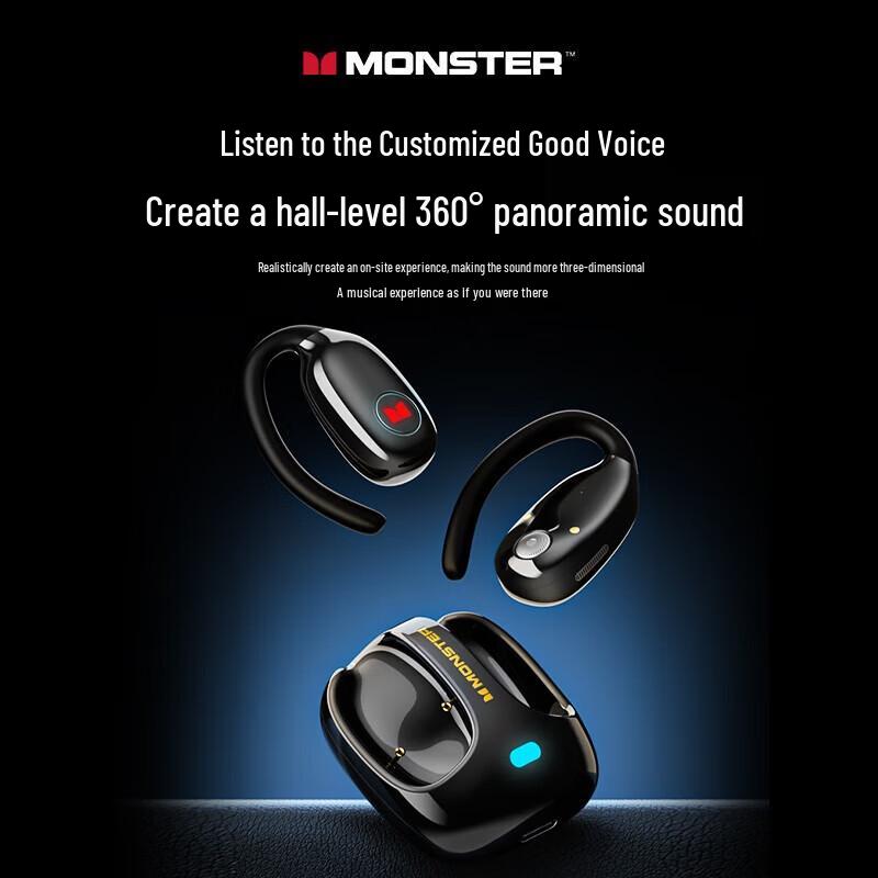 Monster MQO22 Open-Ear Wireless Sport Bluetooth Headphones