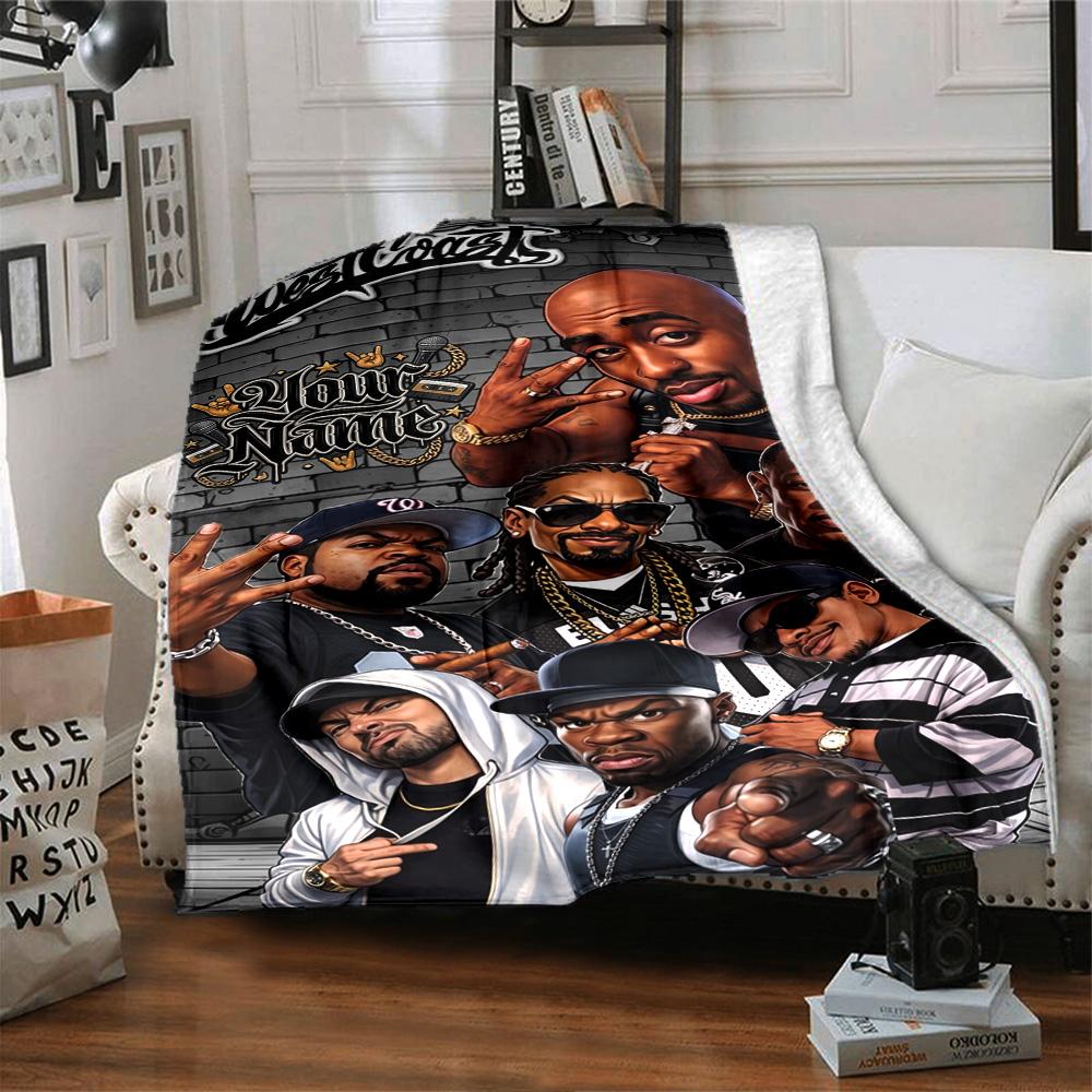 2pac Customize Your Name Blanket Lightweight Customizable Blanket Comfortable Perfect for Nap Seaside Office Living Room Four Seasons Multipurpose