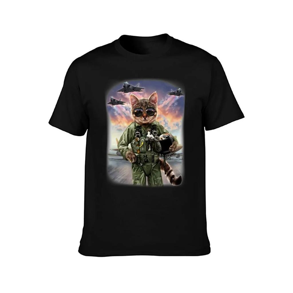Cat as Air Force Jet Fighter Pilot T-Shirt oversized t shirt vintage clothes designer shirts men t shirts