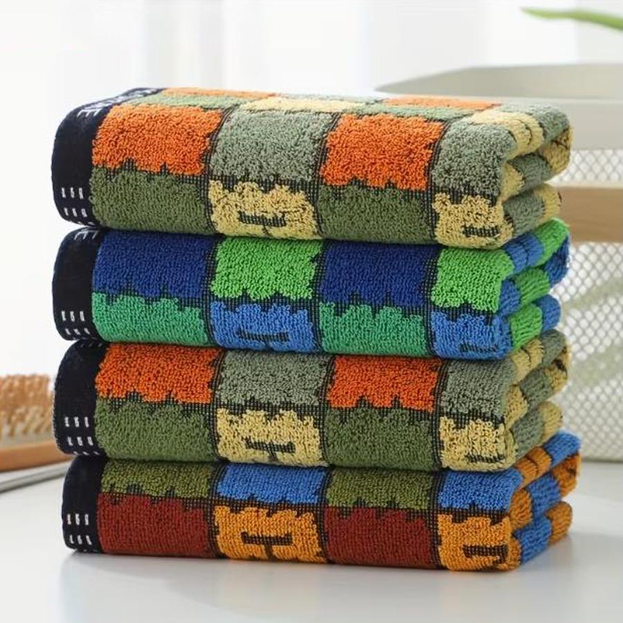 Colorful checkered letter towels, 3-pack, soft and absorbent large face towels/bath towels, skin-friendly washcloths.
