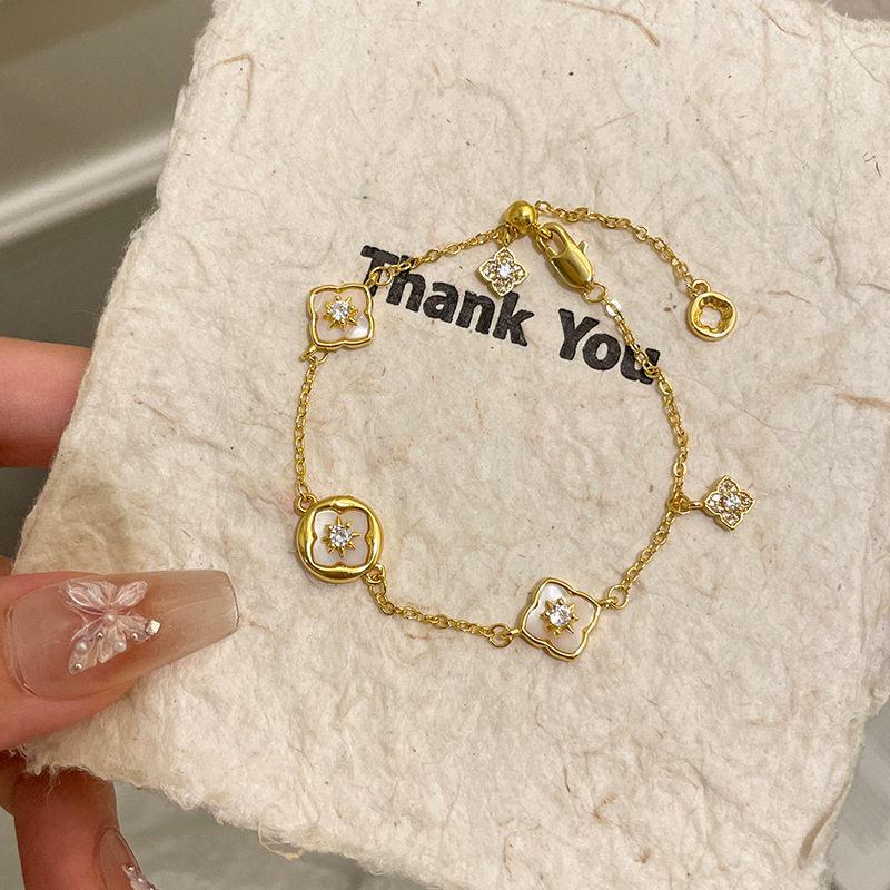 French retro simple zircon fritillary round flower bracelet bracelet exquisite jewelry women