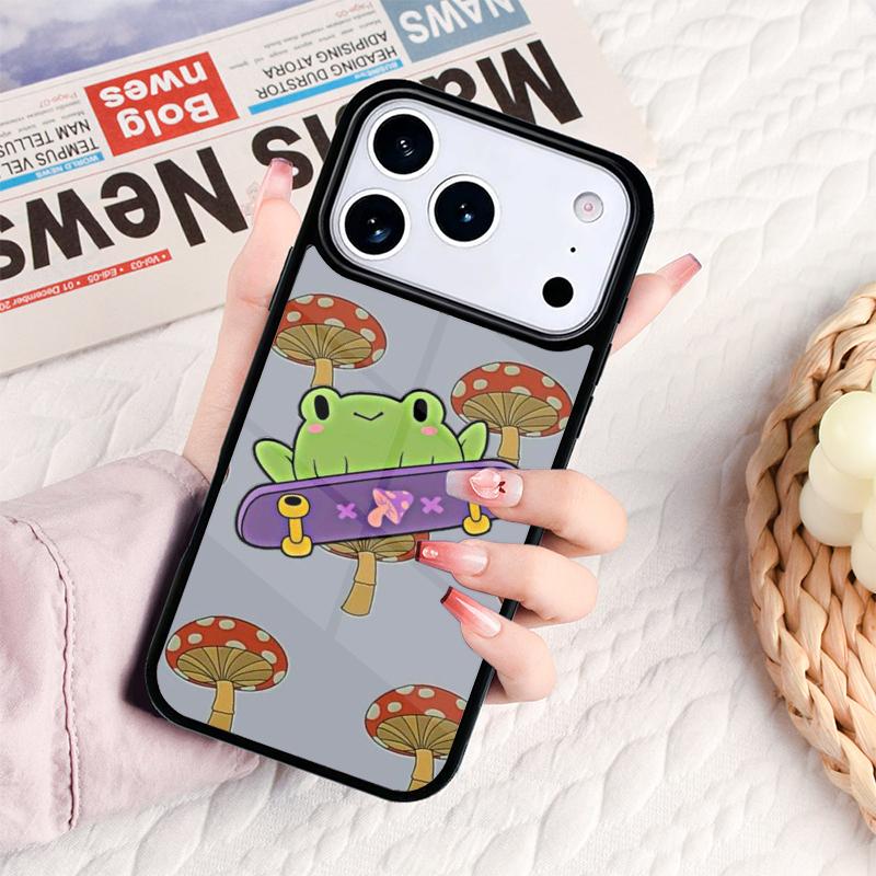 Mint Green The Frog Mushroom Phone Case For IPhone 17 16e 15 14 13 12 11 Pro Max Air Mini Soft Protective Cover