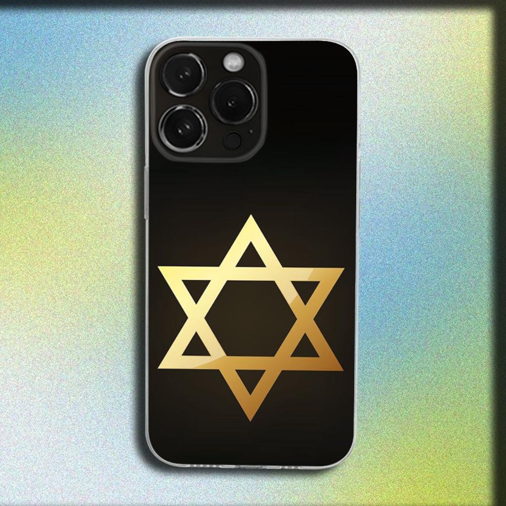 Davidova židovská hvězda Symbol Kryt na telefon Pro iPhone 16,15,14,13,12,11 Plus,Pro,Max,XR,XS,X,Plus,SE,Mini Průhledný měkký kryt
