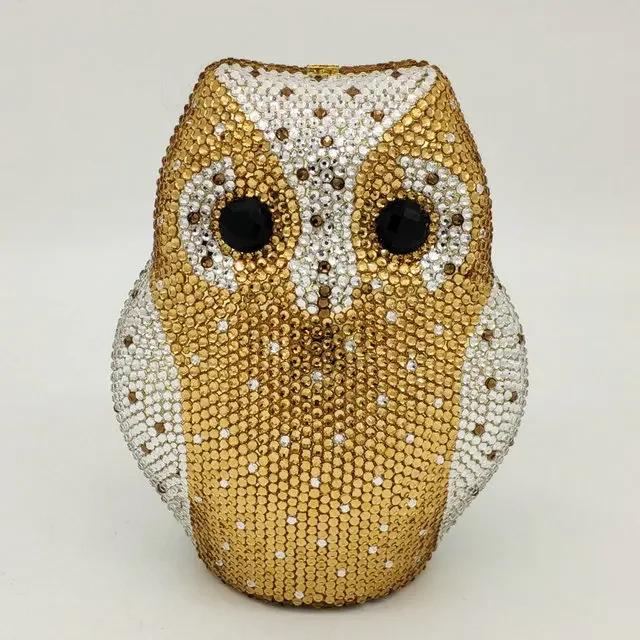 

Boutique De FGG Handcase Owl Clutch Women Crystal Eveing Bags and CLutches Wedding Party Dinner Rhinestone Minaudiere Handbags