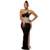 Women Sexy Chic Shiny Rhinestone Long Dress Elegant Back Slim Dresses Fashion Party Club Evening