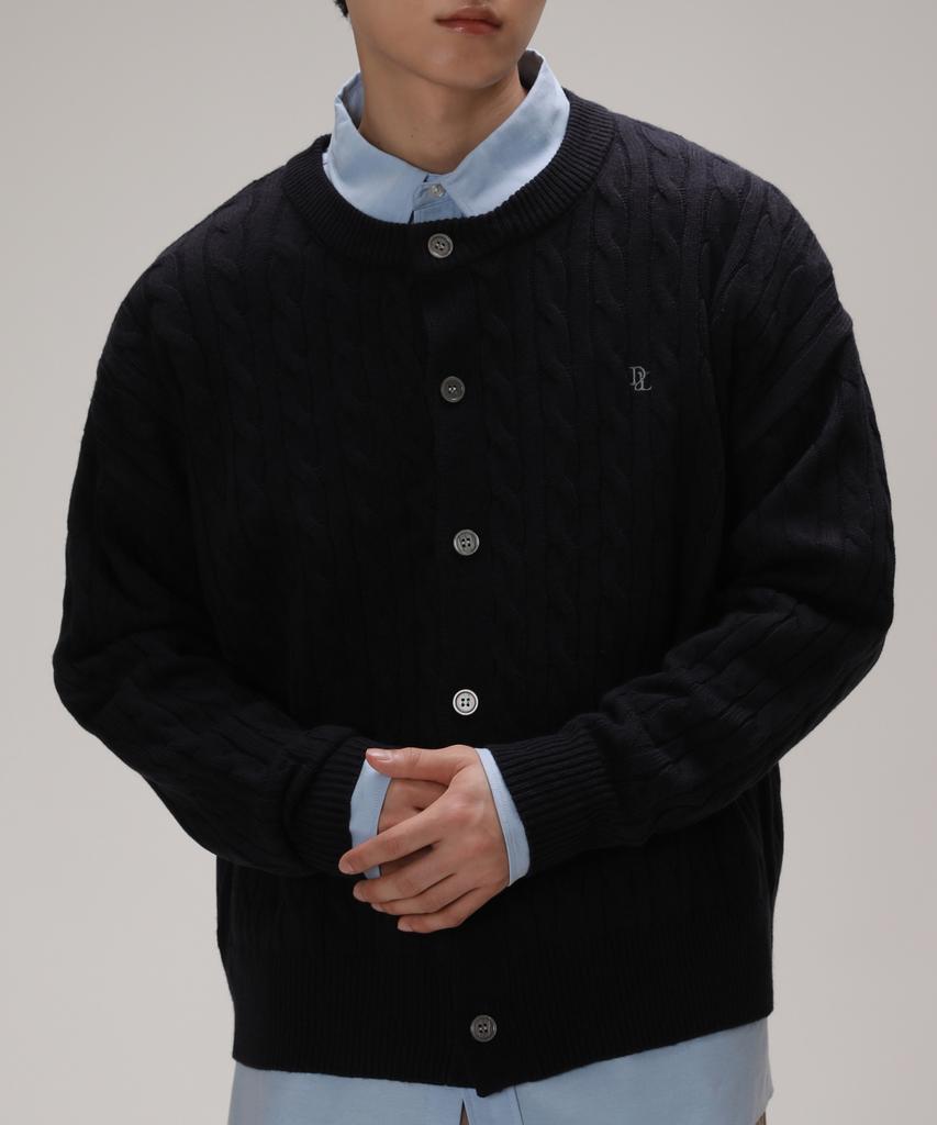 Develove Soft Cable Round Oversized Cardigan_Navy