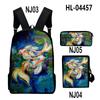 Classic Novelty Cool Koi Carp 3D Print 3pcs/Set Pupil School Bags Laptop Daypack Backpack Inclined Shoulder Bag Pencil Case