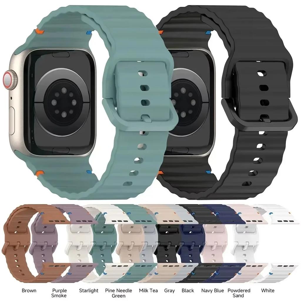 Silicone Sport Straps For Apple Watch Band 46mm 40mm 45mm 41mm 49mm 44 42mm Correa Bracelet Iwatch Series 10 9 8 7 6 Se Ultra 2