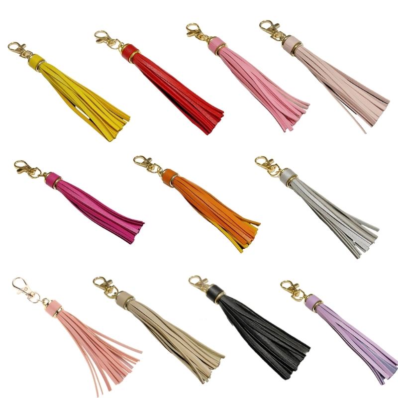 Handmade Tassels Keychain Bag Charm Stylish PU Leather Tassels Keychain Pendant With Metal Rings For Secure Attachment