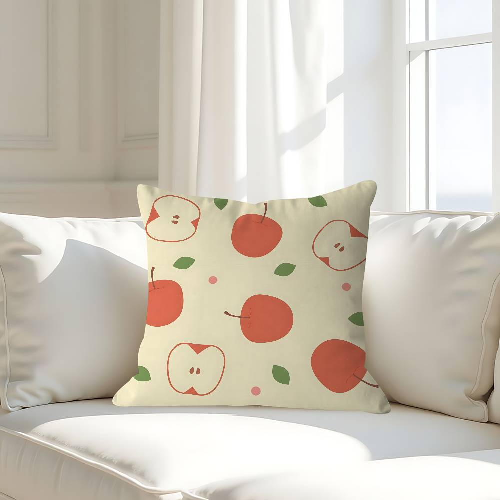 Cartoon Apple Simple Pillow Case Removable Washable Cushion Cover – All-Season Soft Linen