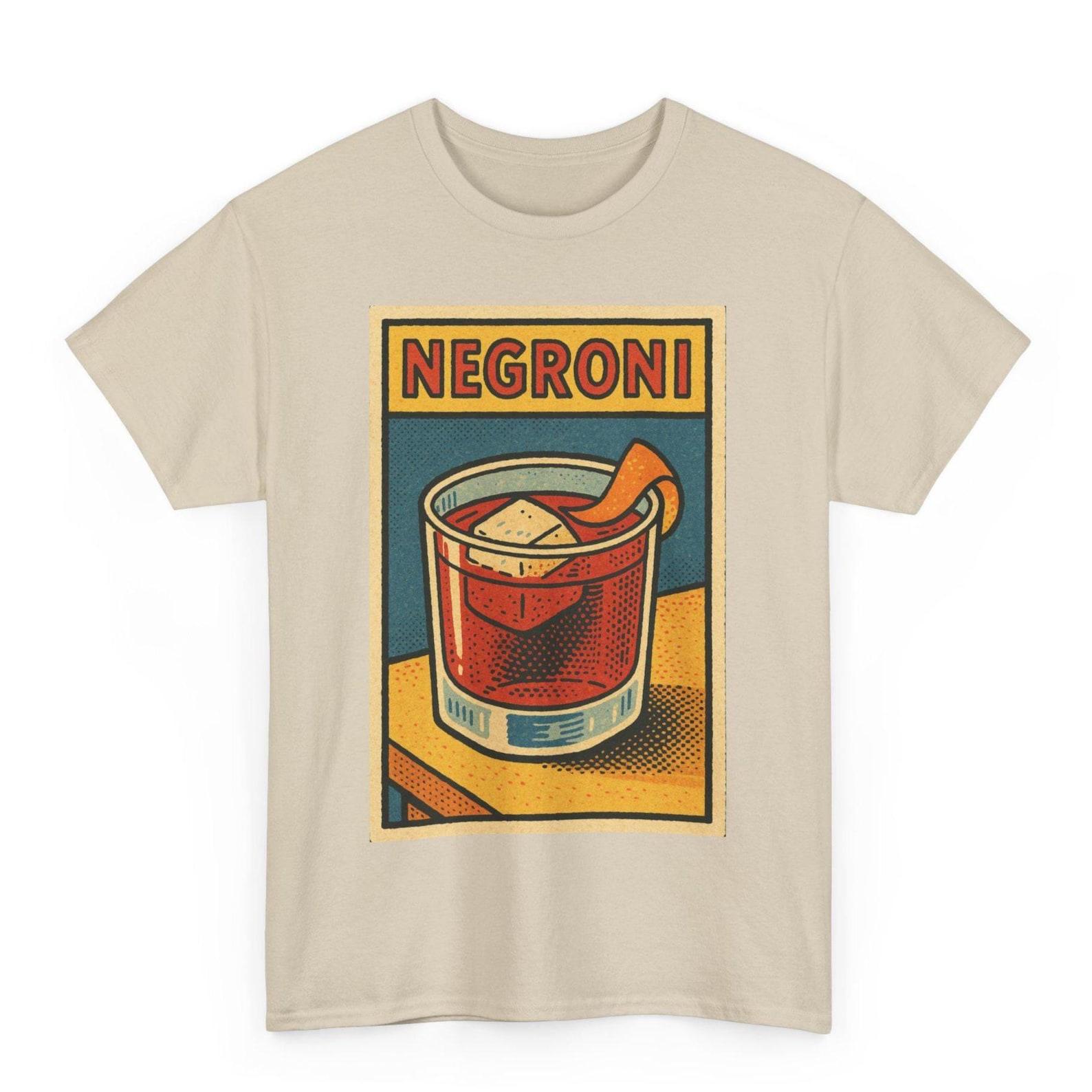 Negroni Cocktail T-Shirt: Retro Comic Graphic Tee, Bartender Gift L