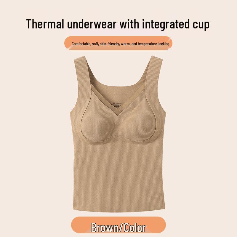 Women's Seamless V-Neck Vest - Warm, Slimming Base Layer with Built-in Support