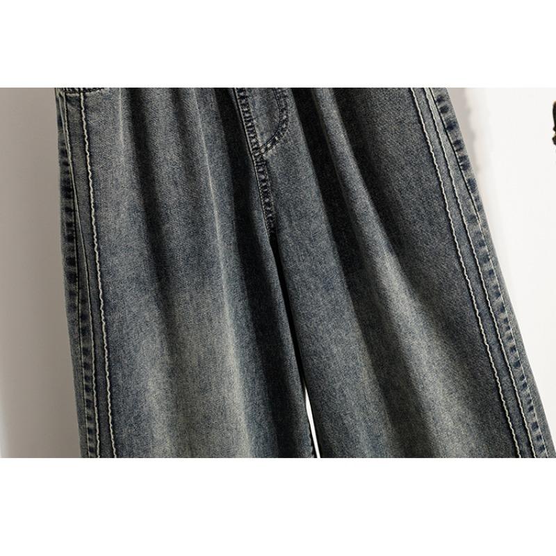 DIMANAF 2026 Spring Summer Women Plus Size Jeans New Fashion Lady Denim Oversized Loose Long Pants