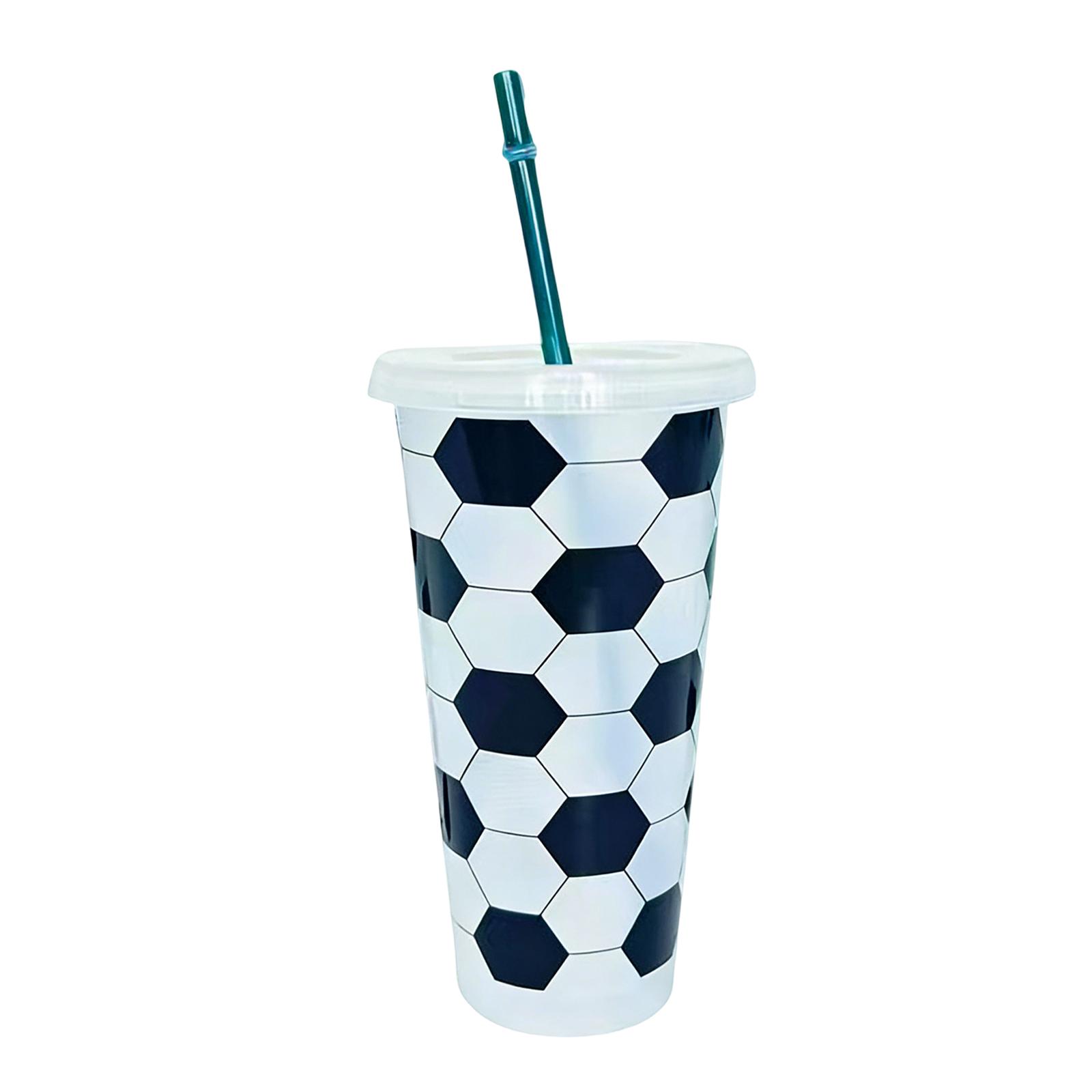 

Пластиковый стакан с одинарными стенками, 710 мл, с рисунком в виде футбольного мяча и соломинкой One Size белый