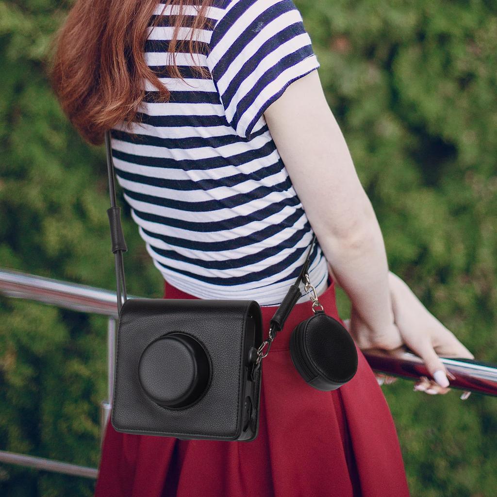 MUZIRI KINOKOO Schutzhülle für Sofortbildkamera INSTAX Wide EVO, Litschi-Textur, horizontaler Stil, PU-Lederhülle für die Fuji Wide EVO-Kamera mit verstellbarem