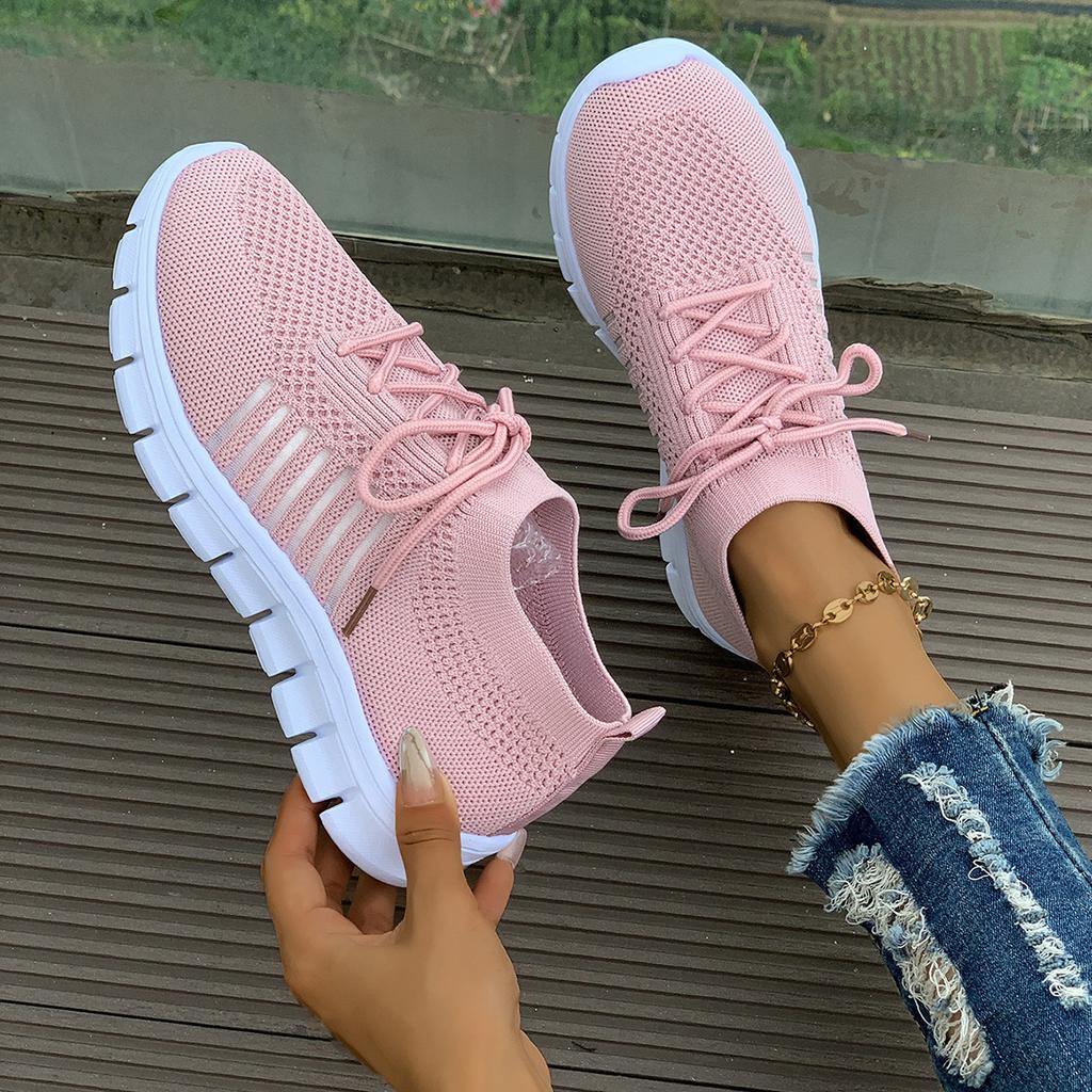 Women Casual Shoes Spring New Comfortable Breathable Knitted Sneakers Women Plus Size Low Cut Flat Casual Sports Shoes Women