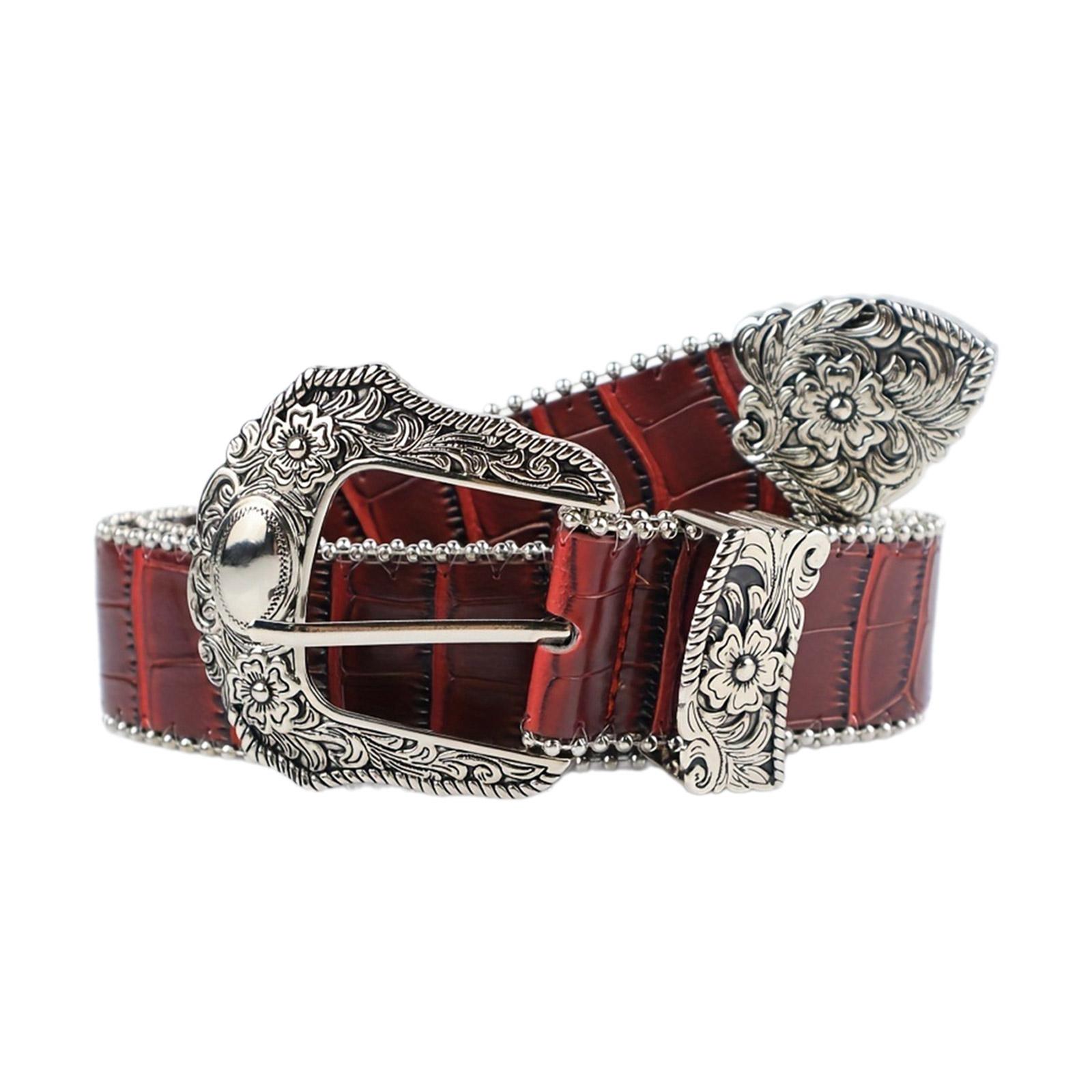 

Поясной ремень с гравированной пряжкой для ковбоя, ковбойши с цветком, винтажный ремень, горячая девушка, поясная цепочка с бусинами, сексуальный пояс большого размера L красный