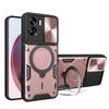 For Honor 90 Lite 5G Case with Slide Camera Cover Rotating Kickstand TPU+PC Phone Shell