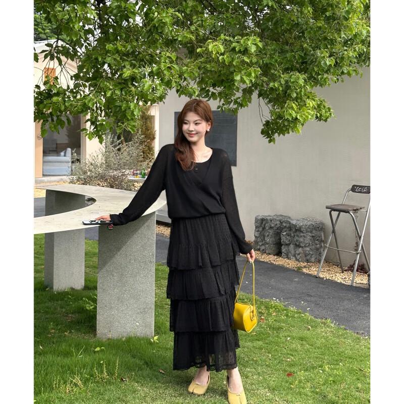 

Liè dù Gentle Letter Women s Plus Size Fake Two-Piece Knit Top L