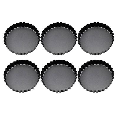 6 Adet Mini Kek Kalıbı Çıkarılabilir Tabanlı 3 İnç Yumurtalı Tart Kalıbı Muffin Kalıpları Siyah Yuvarlak için