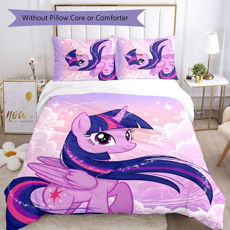 Twilight Sparkle 3pcs Bedding Set Duvet Cover Closure Includes 1 Duvet Cover & 2 Pillowcases for All Seasons Bedroom Home Dorm Decor