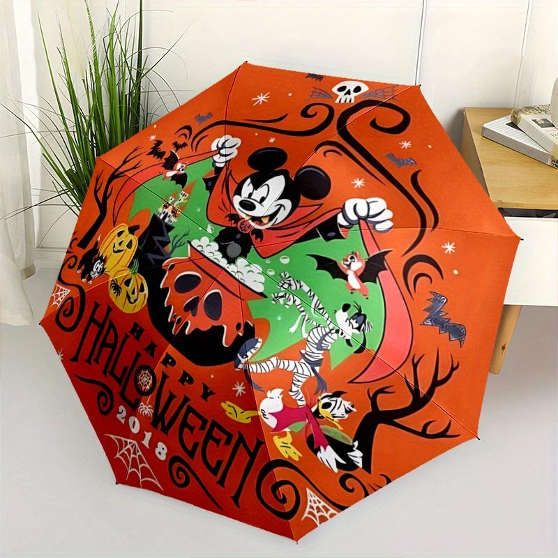

1pc Mickey Happy Halloween Cartoon Umbrella, Portable 3-Fold Compact Umbrella, Suitable for Camping, Hiking and Travel, Ideal Easter Birthda